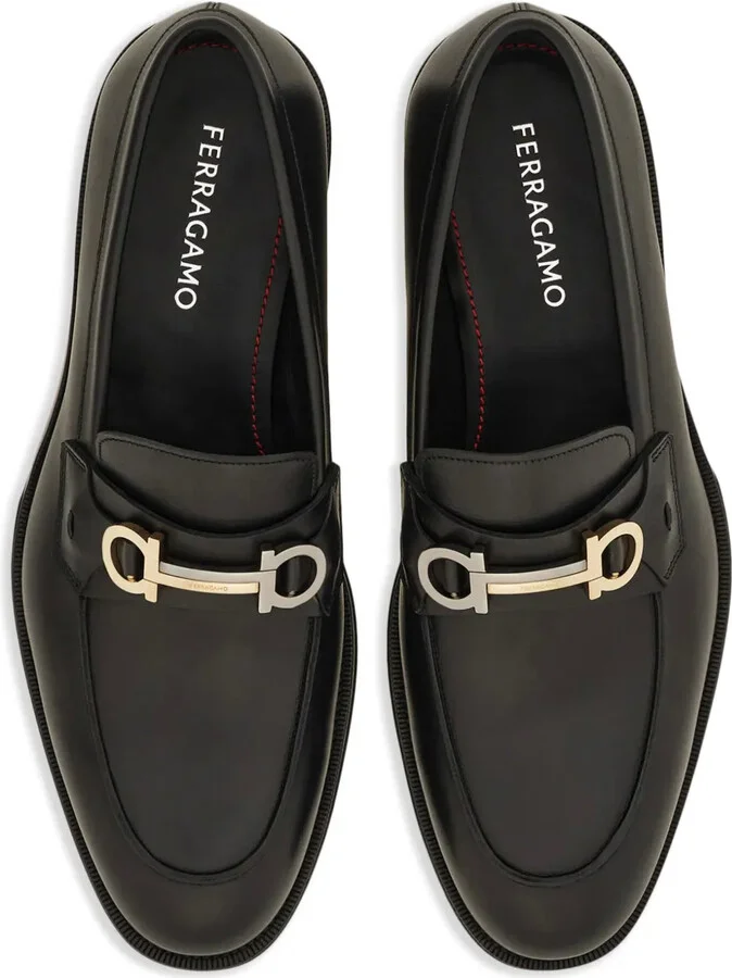 Gancini-plaque leather loafers - Image 4