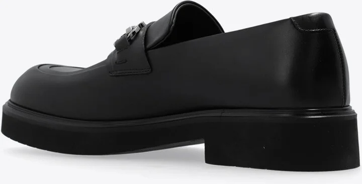 Gancini Plaque Leather Loafers - Image 2
