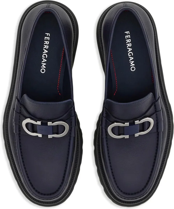 Gancini-plaque leather loafers - Image 4