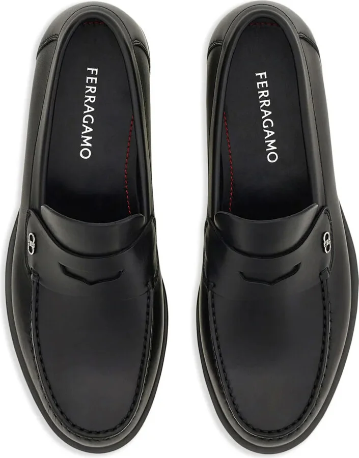Gancini-plaque leather loafers - Image 4
