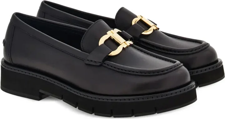 Gancini-plaque leather loafers - Image 2