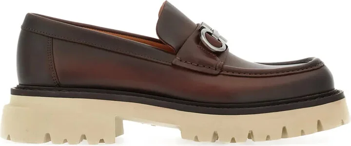 Gancini-plaque leather loafers