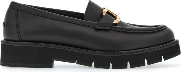 Gancini-plaque leather loafers
