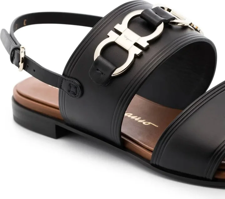 Gancini-plaque leather sandals - Image 2
