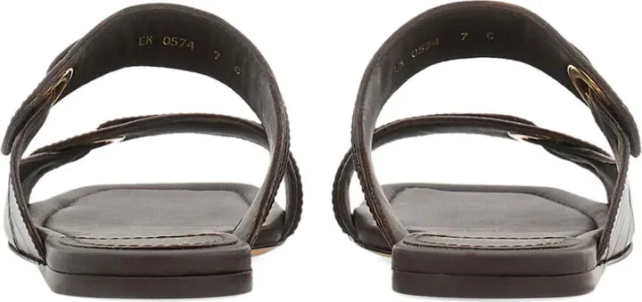 Gancini-plaque leather slides - Image 3