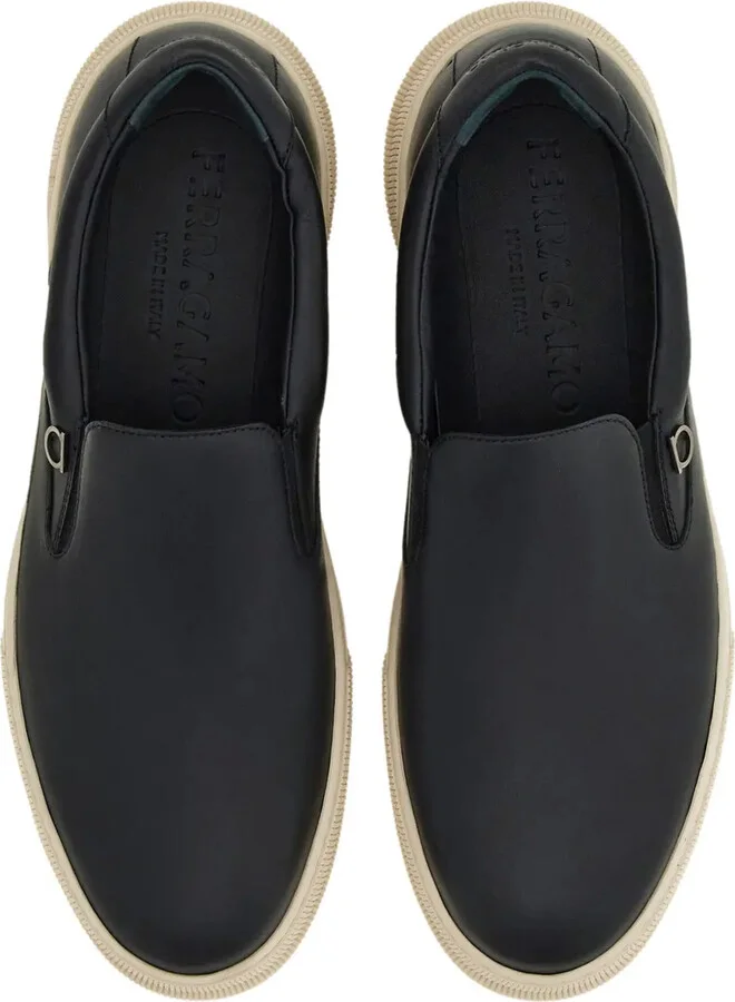 Gancini-plaque leather sneakers - Image 4
