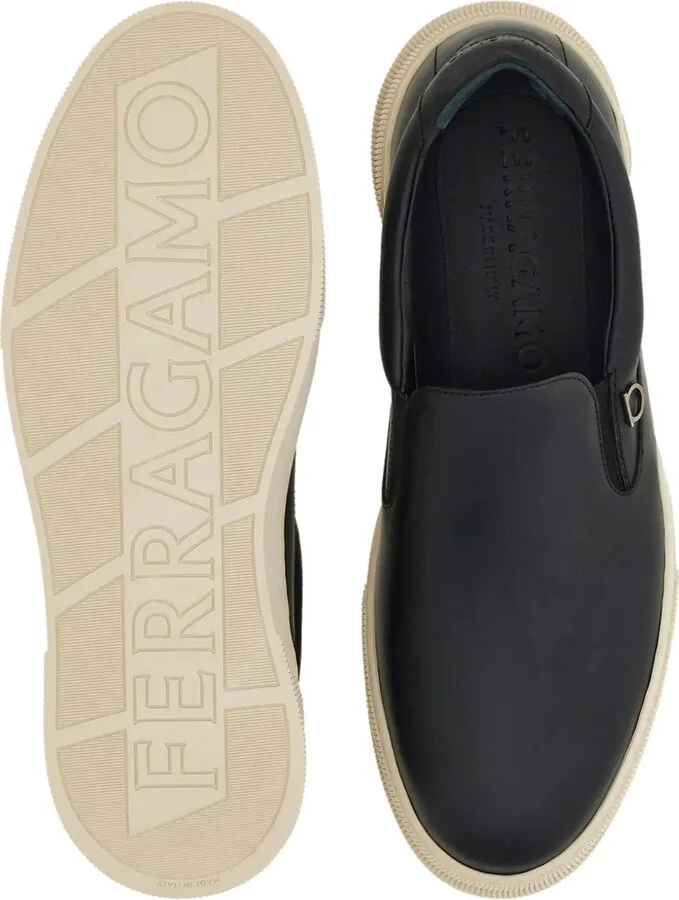 Gancini-plaque leather sneakers - Image 5