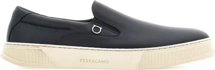 Gancini-plaque leather sneakers
