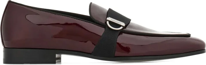 Gancini-plaque patent loafers