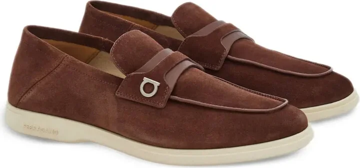 Gancini-plaque suede loafers - Image 2