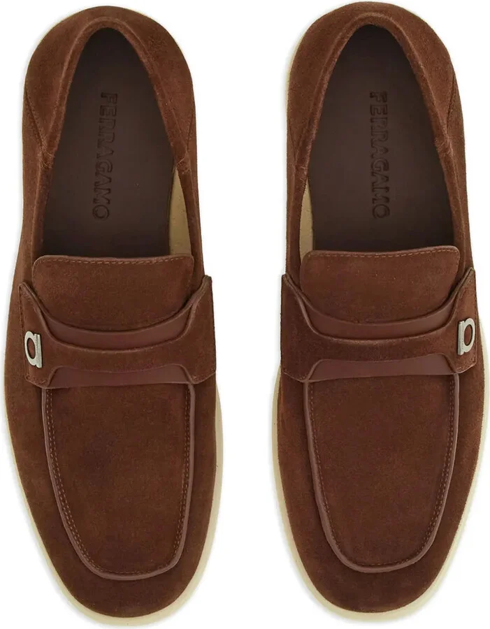 Gancini-plaque suede loafers - Image 4