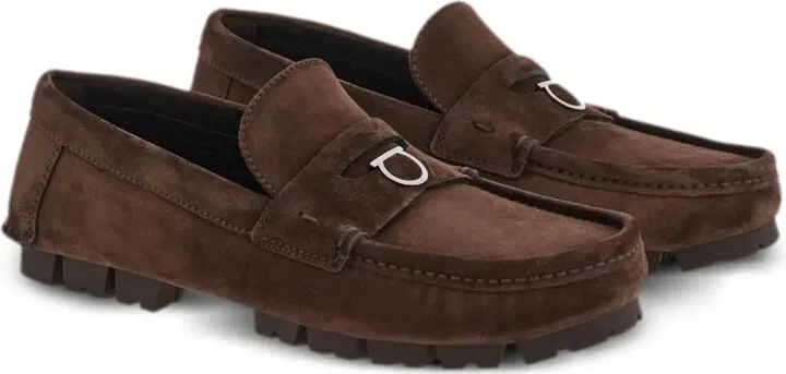 Gancini-plaque suede loafers - Image 2
