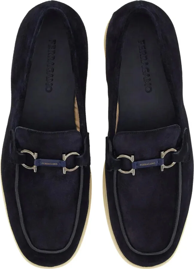 Gancini-plaque suede loafers - Image 4