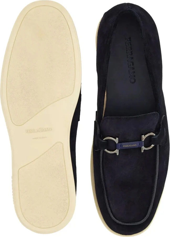 Gancini-plaque suede loafers - Image 5