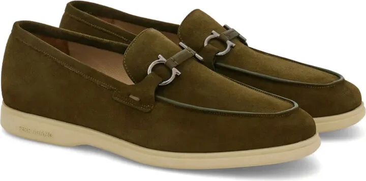 Gancini-plaque suede loafers - Image 2