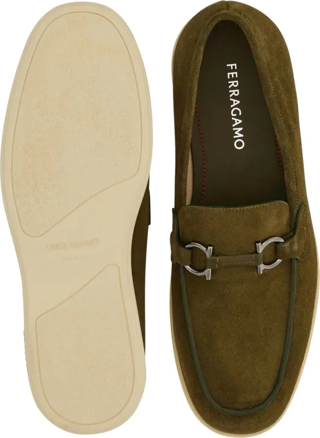 Gancini-plaque suede loafers - Image 4