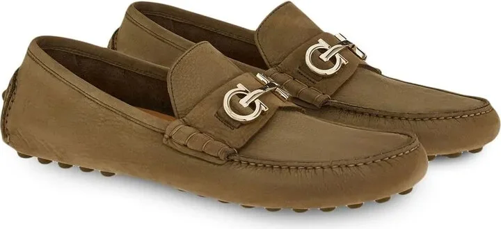 Gancini-plaque suede loafers - Image 2