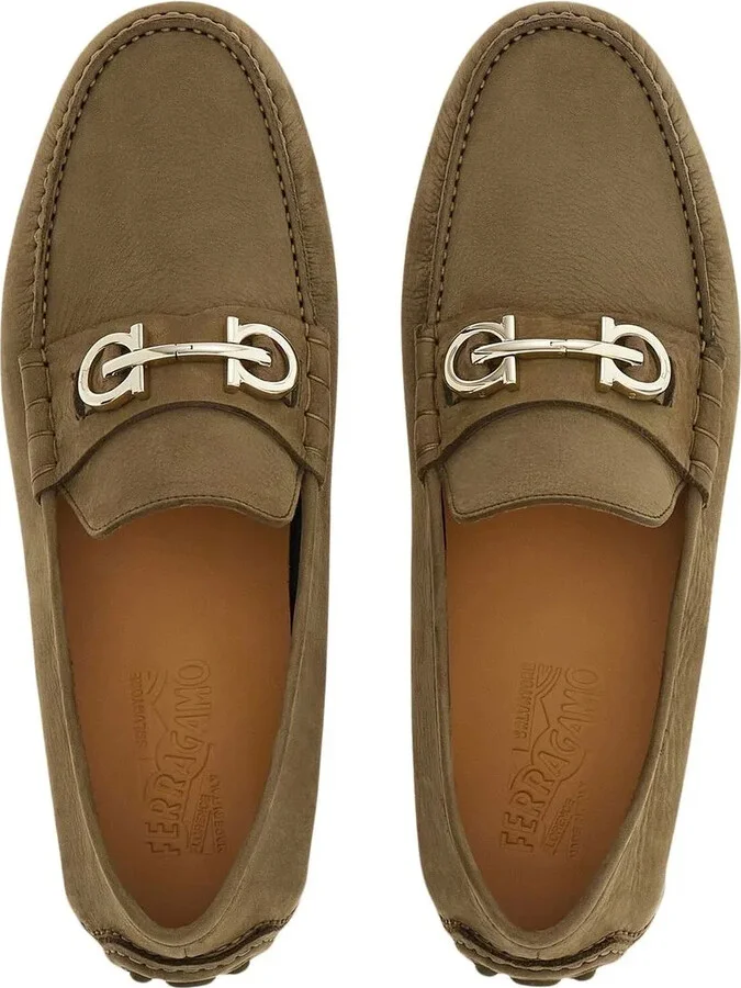 Gancini-plaque suede loafers - Image 4