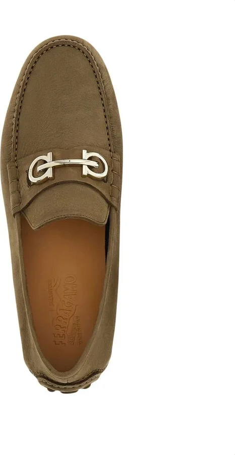 Gancini-plaque suede loafers - Image 5