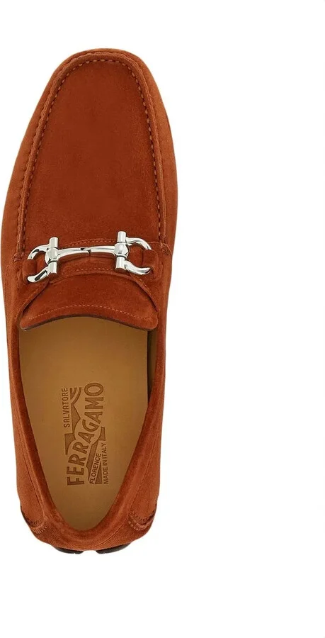 Gancini-plaque suede loafers - Image 5