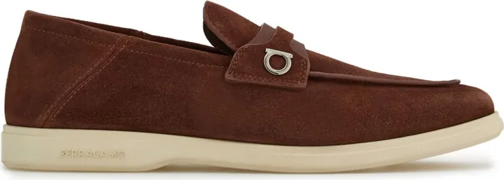 Gancini-plaque suede loafers