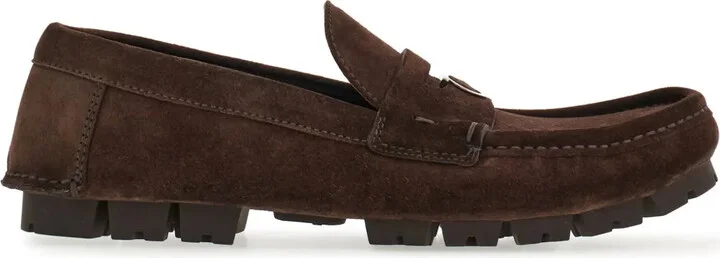 Gancini-plaque suede loafers
