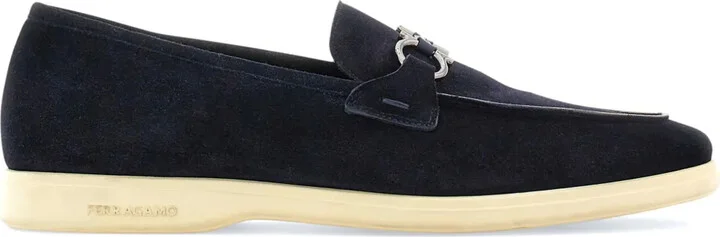 Gancini-plaque suede loafers