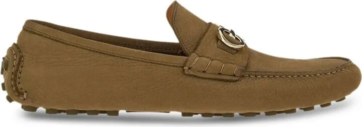 Gancini-plaque suede loafers