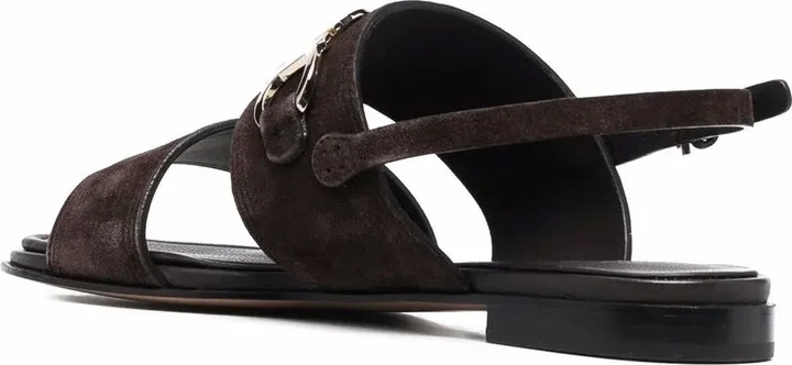Gancini-plaque suede sandals - Image 3