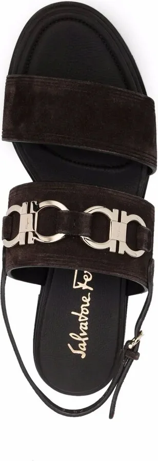 Gancini-plaque suede sandals - Image 4