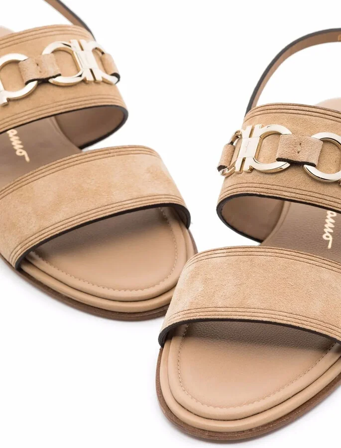 Gancini-plaque suede sandals - Image 2