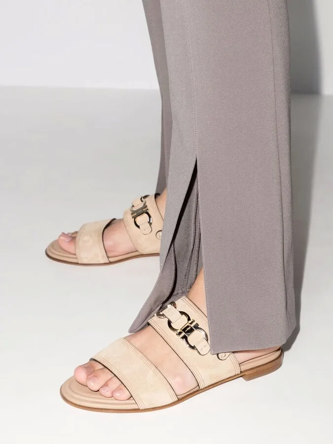 Gancini-plaque suede sandals - Image 3