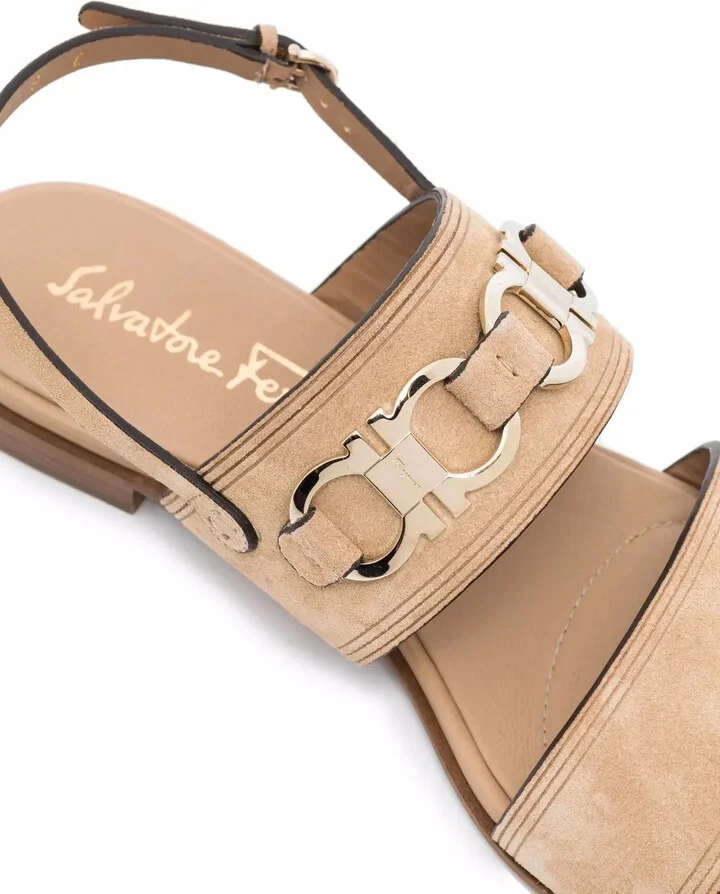 Gancini-plaque suede sandals - Image 4