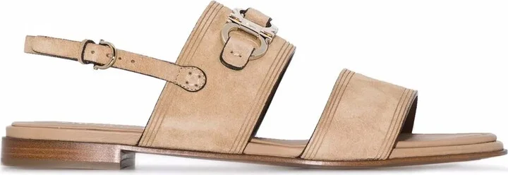 Gancini-plaque suede sandals