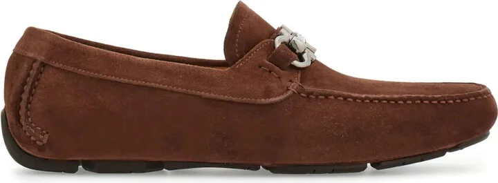 Gancini suede loafers