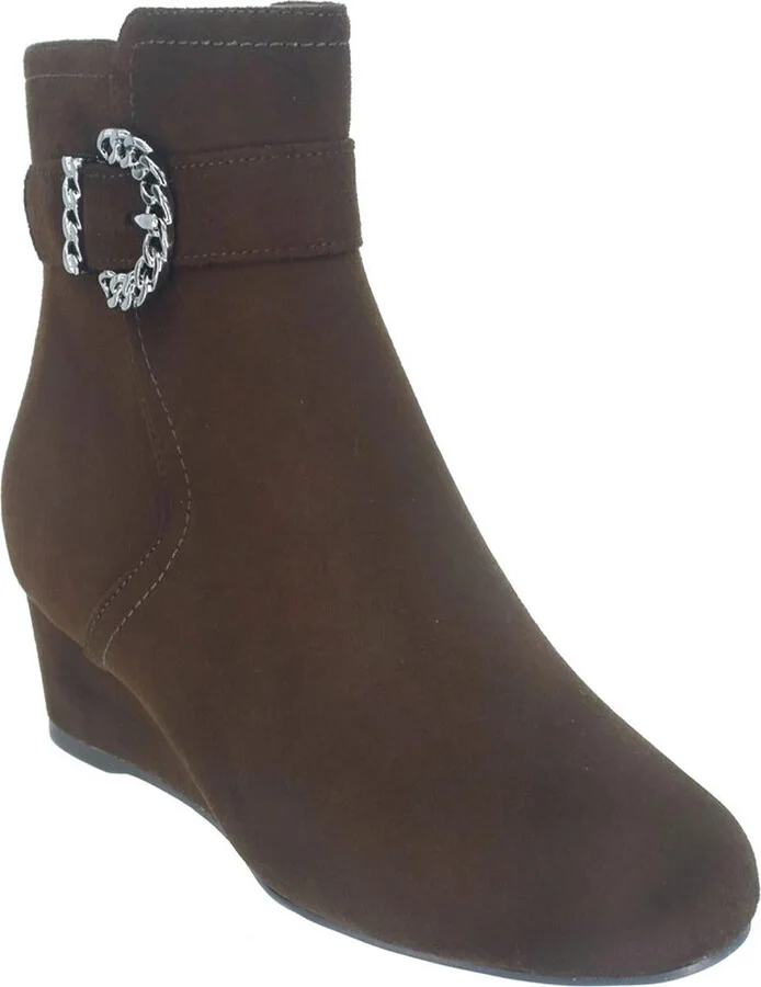 Gandan Womens Microsuede Buckle Ankle Boots