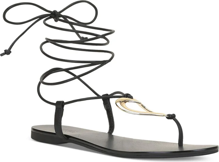 Ganesa Womens Faux Leather Ankle Tie Gladiator Sandals