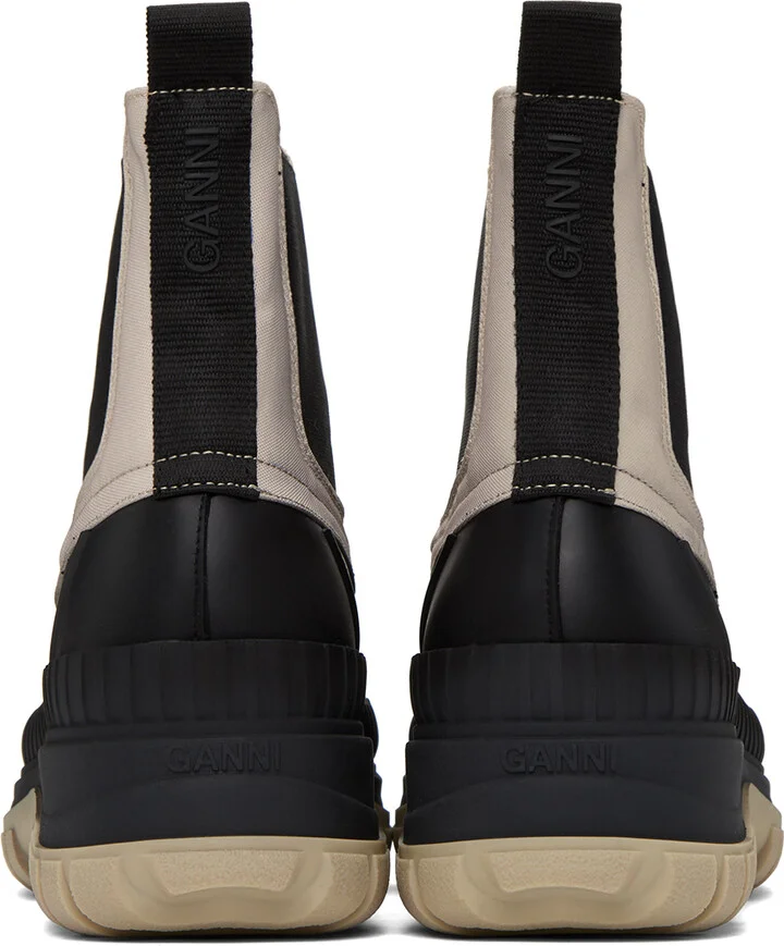 GANNI Beige & Black Outdoor Chelsea Boots - Image 2