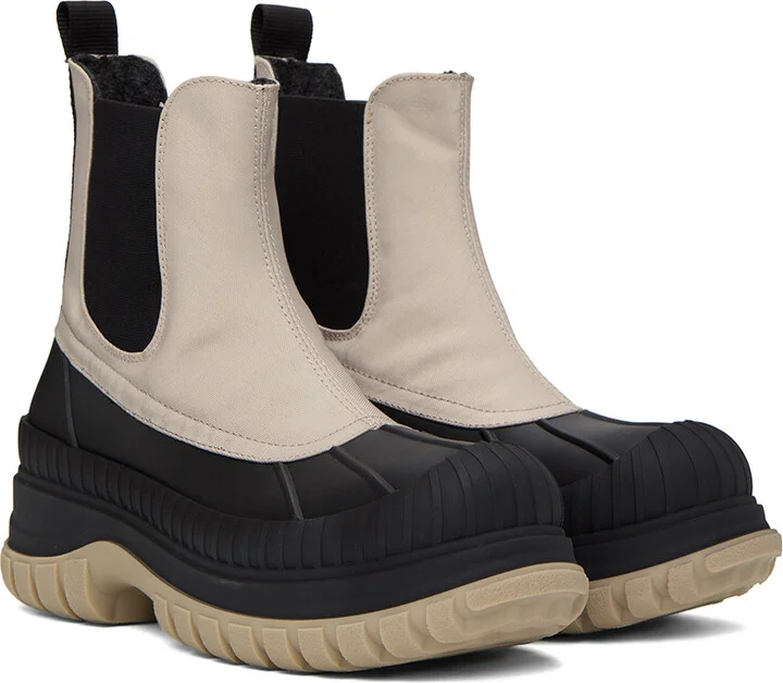GANNI Beige & Black Outdoor Chelsea Boots - Image 4