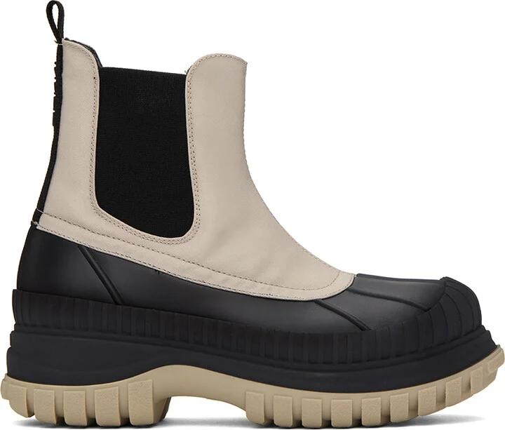 GANNI Beige & Black Outdoor Chelsea Boots