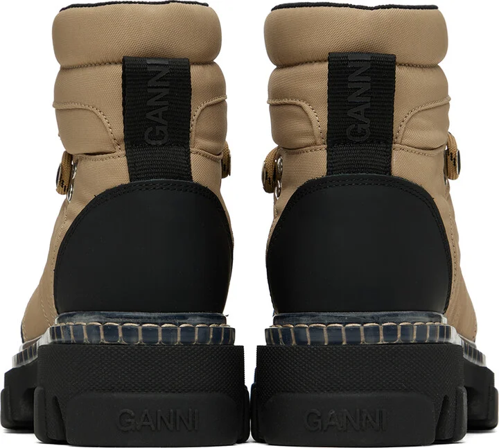 GANNI Beige Cleated Hiking Boots - Image 2