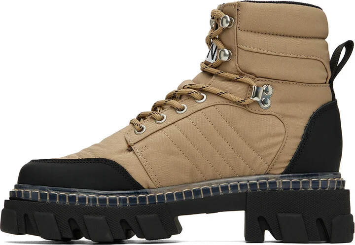 GANNI Beige Cleated Hiking Boots - Image 3