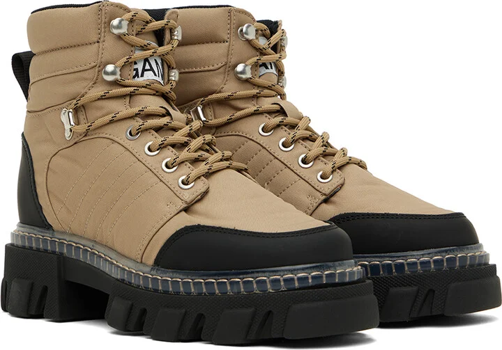 GANNI Beige Cleated Hiking Boots - Image 4