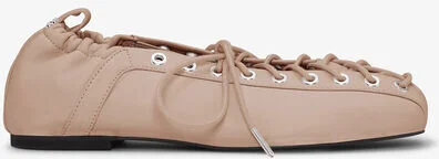 Ganni Beige Lace-Up Ballerinas