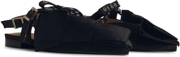Ganni 'Big Bow' Black Polyester Ballet Flats - Image 2