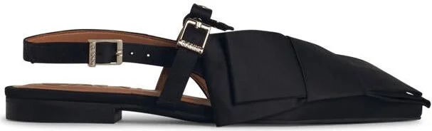Ganni 'Big Bow' Black Polyester Ballet Flats