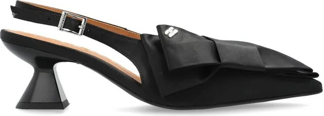 Ganni Big Bow Detailed Slingback Pumps