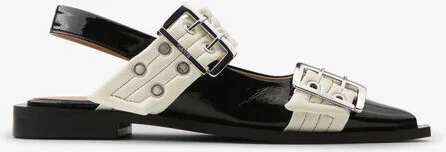 Ganni Black and Ivory Feminine Buckle Ballerinas - Image 2