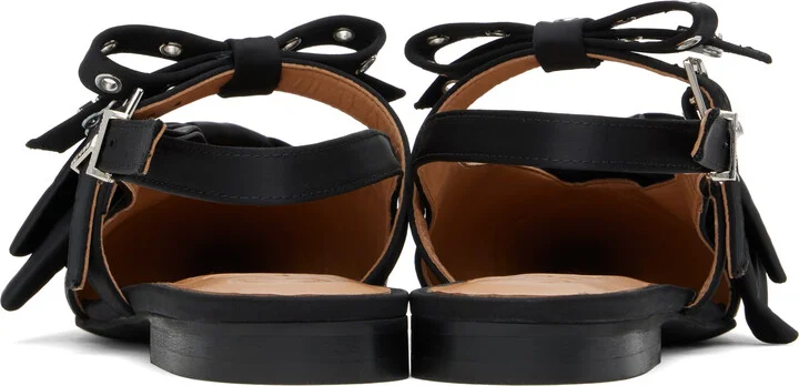 GANNI Black Big Bow Slingback Flats - Image 2