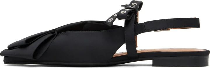 GANNI Black Big Bow Slingback Flats - Image 3